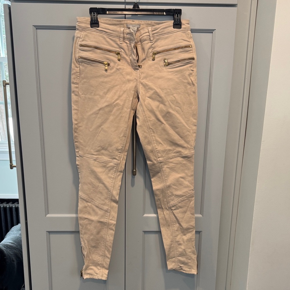 H&M Beige Pants Skinny sz 8 - zipper cuffs